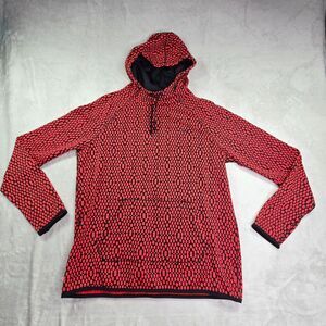 Nike Women's M Hoodie Speckled Black Red Pullover Sweatshirt Training Therma Fit